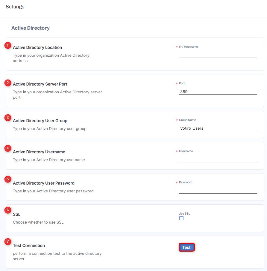 Votiro's Secure File Gateway - Configuring Active Directory Settings