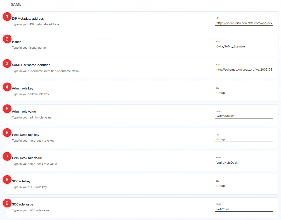 Votiro's Secure File Gateway - Configuring SAML Settings