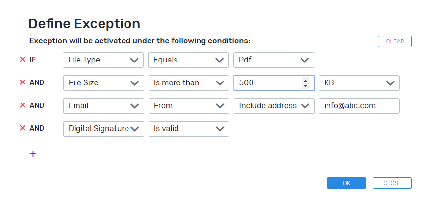 Votiro's Secure File Gateway - Define Exception Conditions