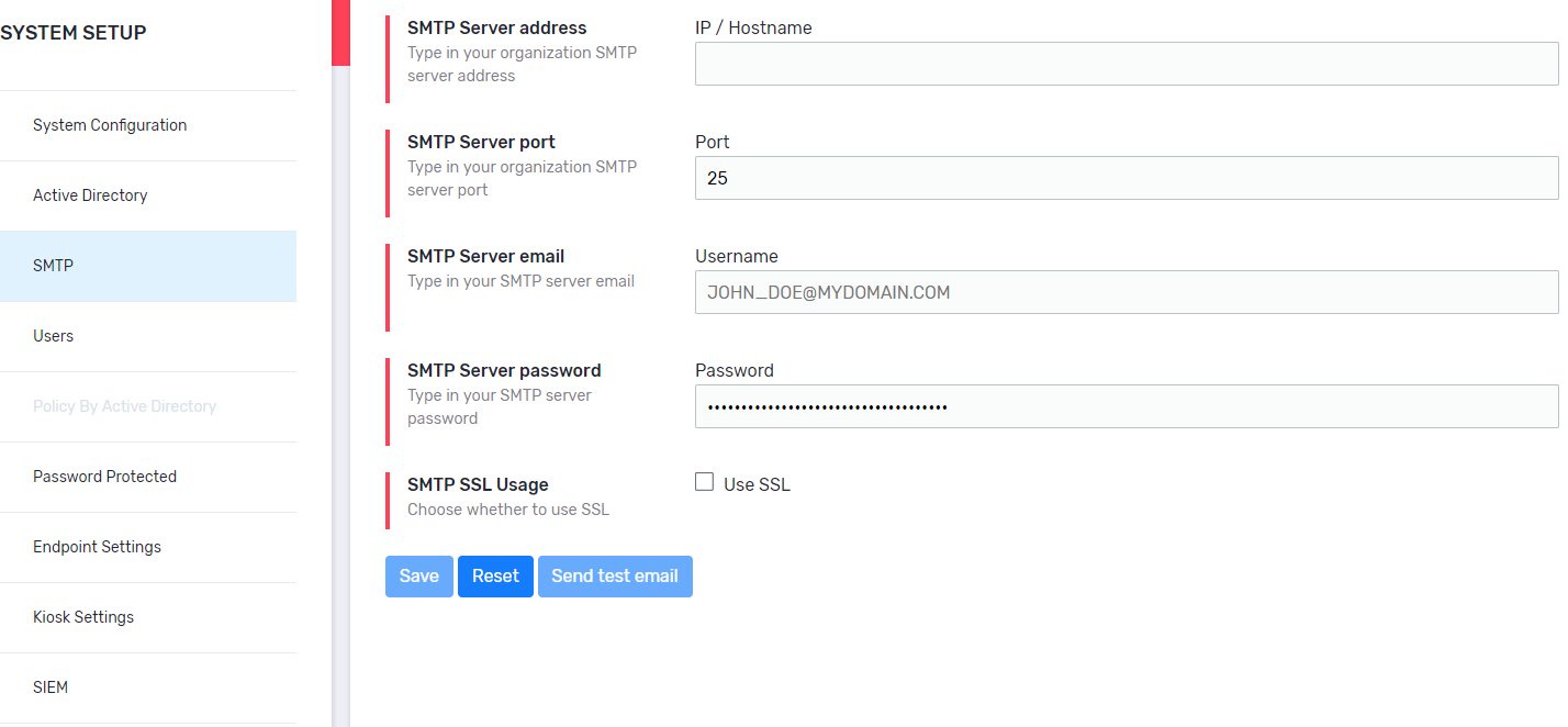 Votiro's Secure File Gateway - Configuring SMTP Settings